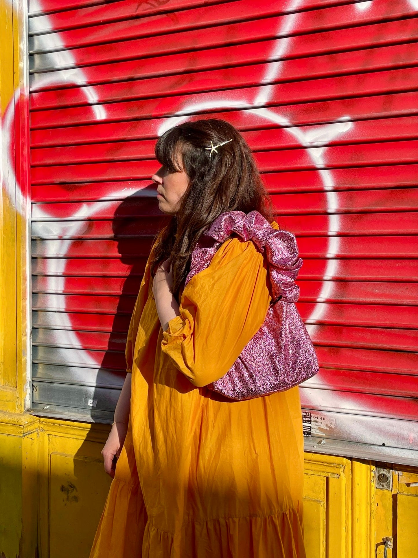Sac à main upcyclé - Lurex rose