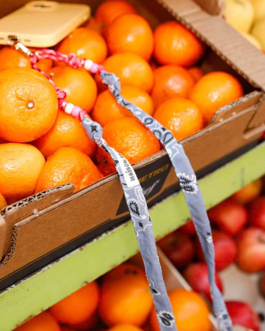 Cordon de téléphone en tissu - Bandana bleu