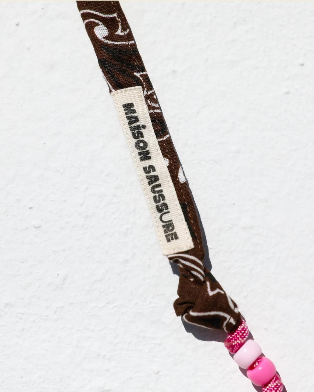Cordon de téléphone en tissu - Bandana choco