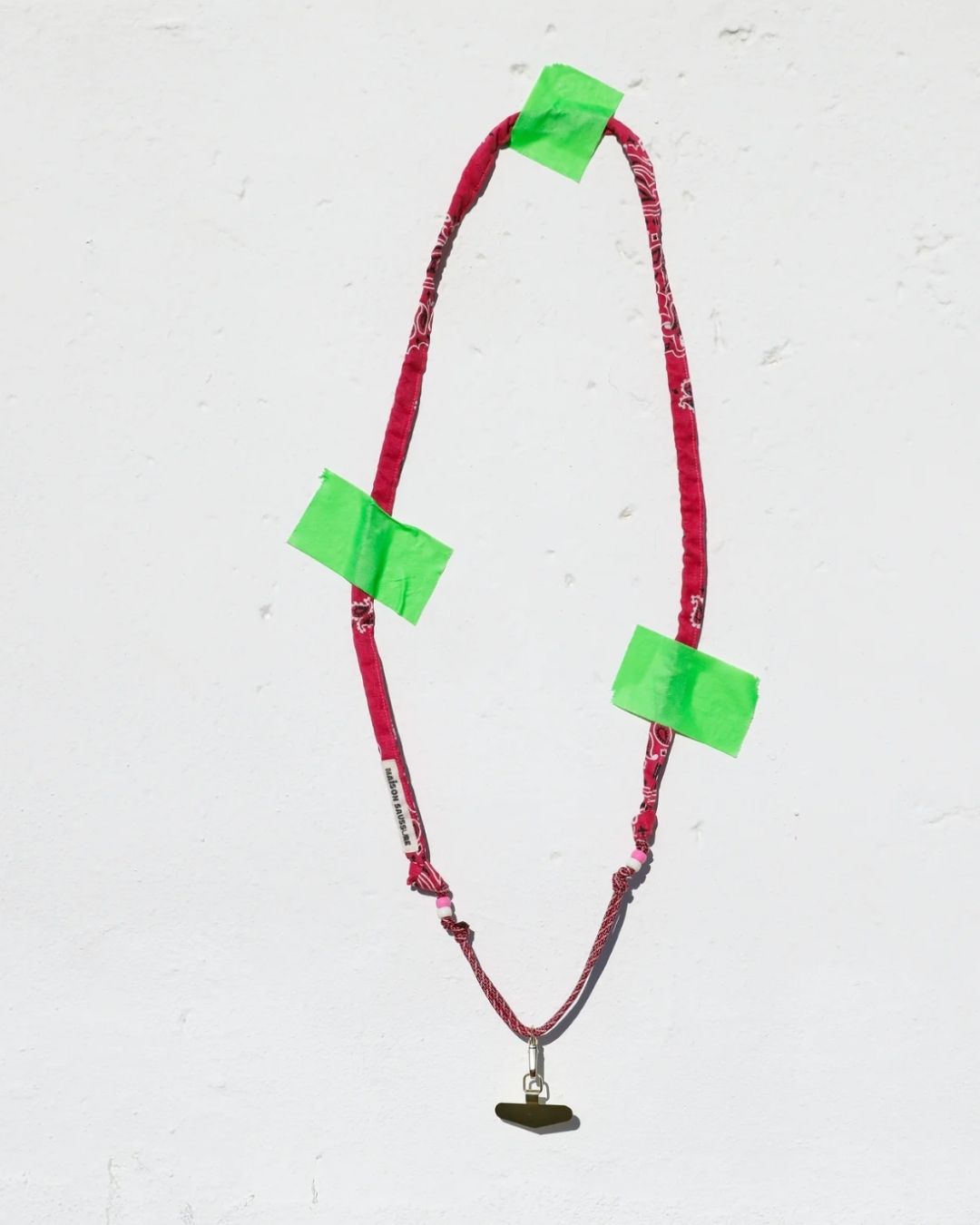 Cordon de téléphone en tissu - Bandana Rose foncé