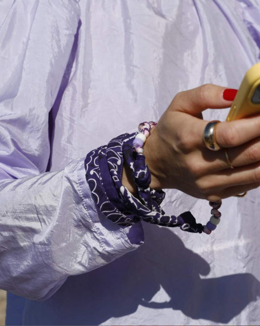Cordon de téléphone en tissu - Bandana Violet