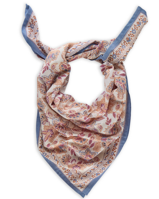 Grand foulard indien en coton - Vanille