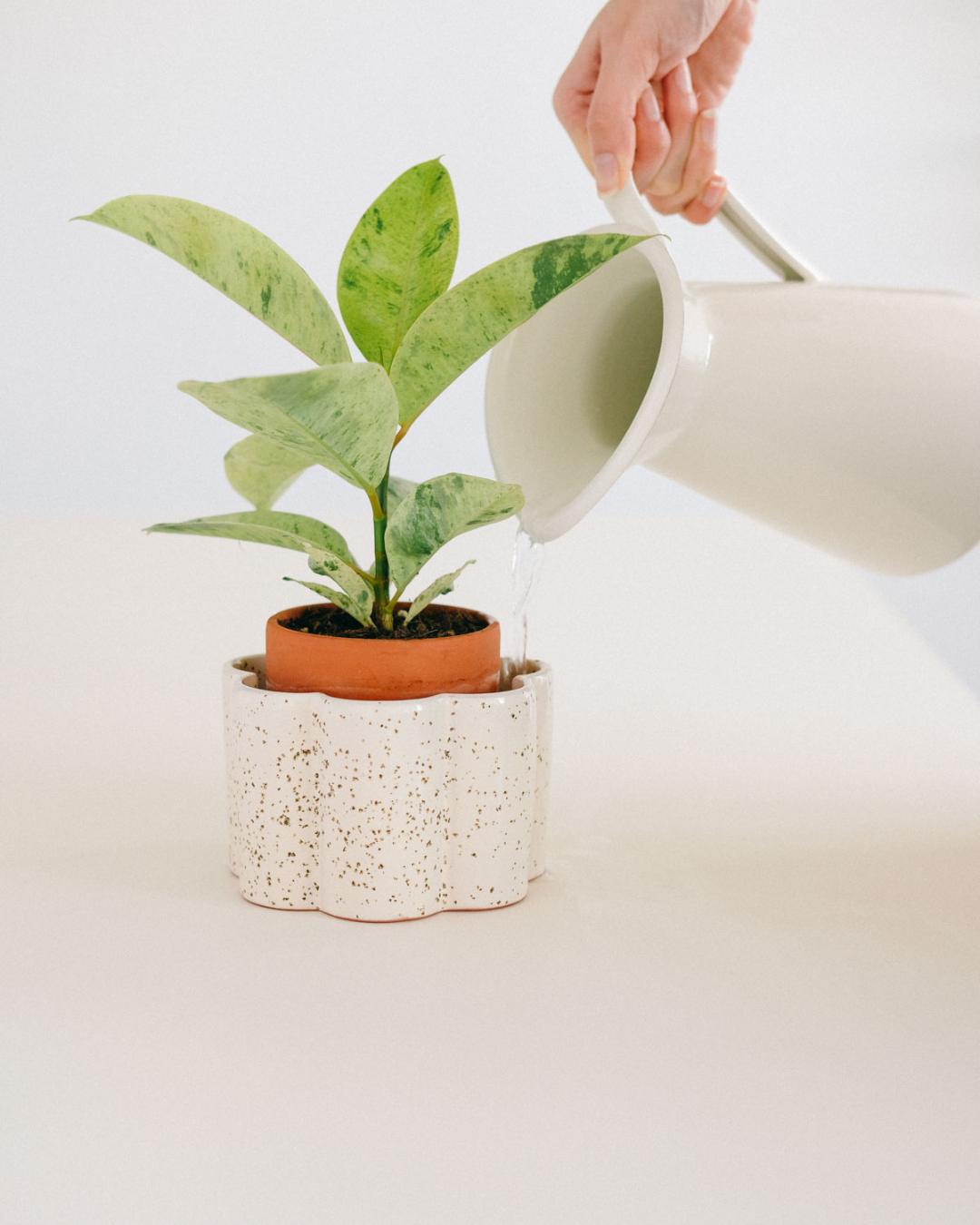 Pot autonome Paula - Blanc grainé