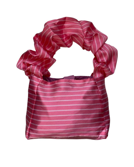 Sac à main upcyclé - Rayures roses