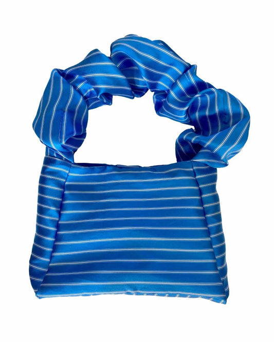 Sac à main upcyclé - Rayures bleu