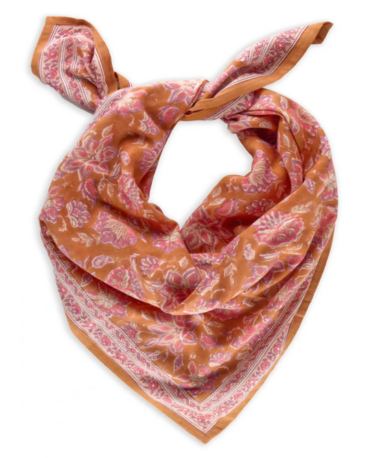 Grand foulard indien en coton - Praline