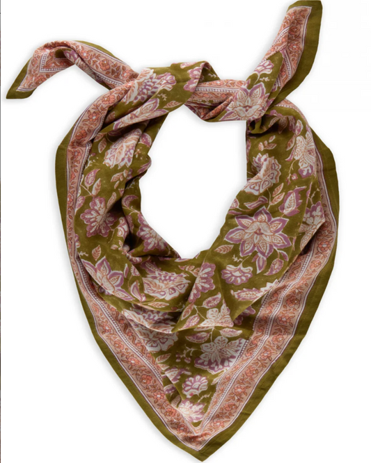 Grand foulard indien en coton - Vert