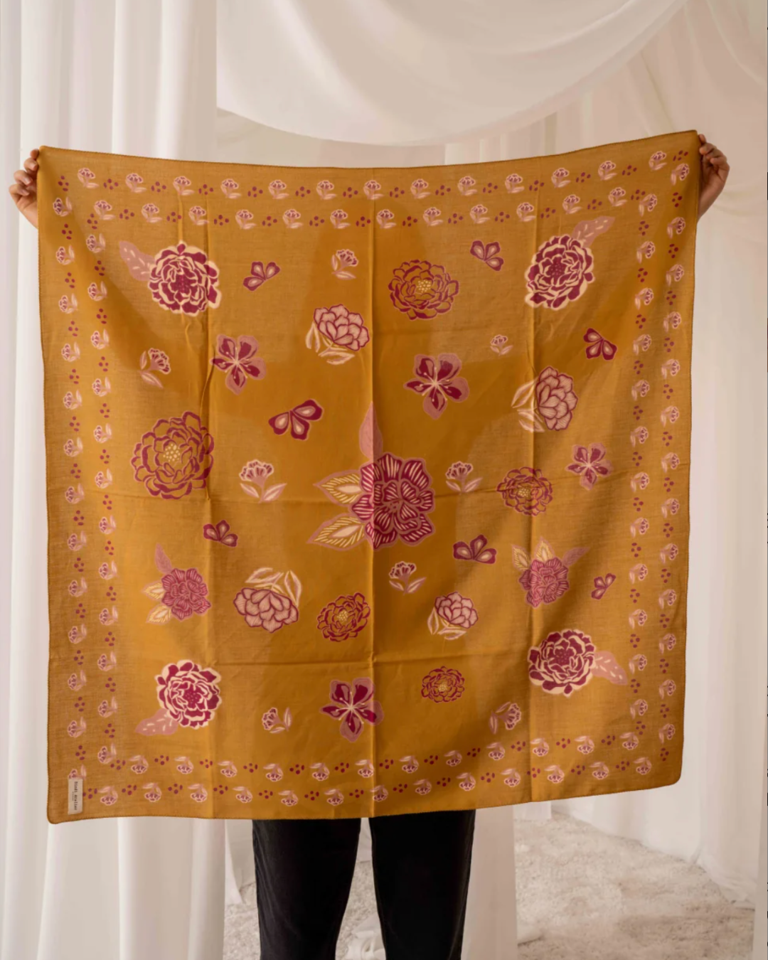 Grand foulard indien en coton - Cassonade