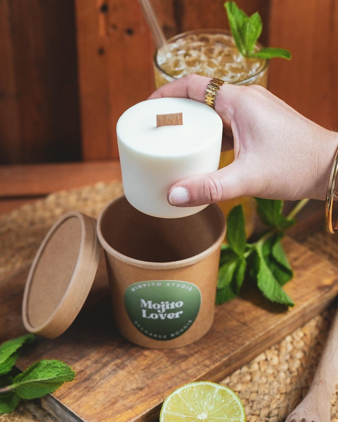 Recharge bougie naturelle parfum Mojito - 210g