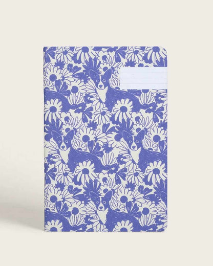 Carnet A5 - Corgis et fleurs