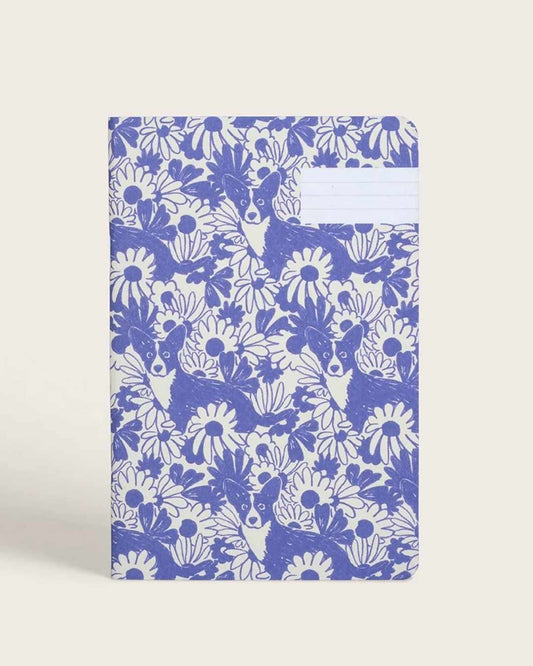 Carnet A5 - Corgis et fleurs
