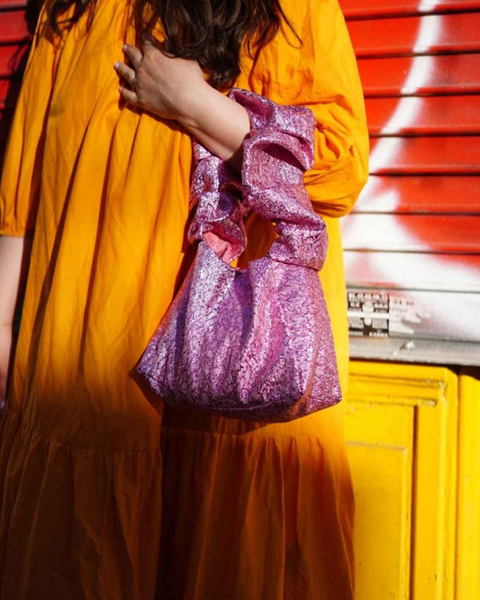 Sac à main upcyclé - Lurex rose