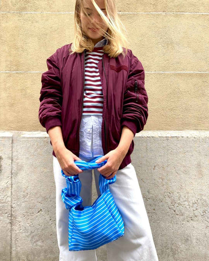Sac à main upcyclé - Rayures bleu