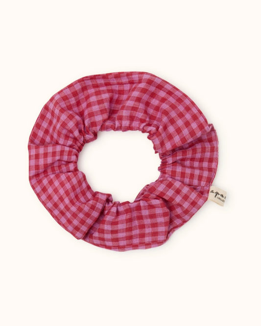 Big Chouchou en coton - Vichy fuchsia (-10% dès 2 achetés)