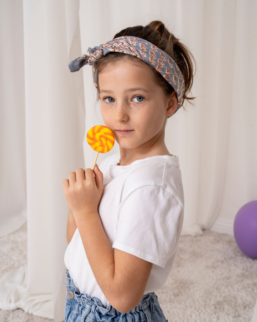 Petit foulard indien en coton - Bleu