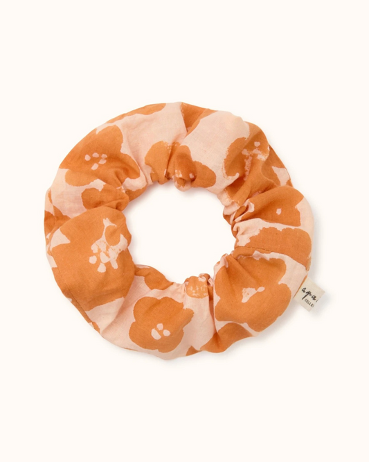 Big Chouchou en coton - Fleurs orange (-10% sur le 2ème au choix)