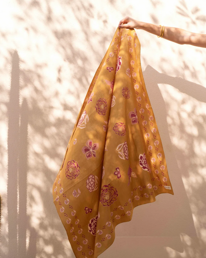 Grand foulard indien en coton - Cassonade