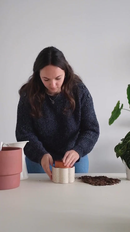 Pot autonome Paula - Blanc grainé